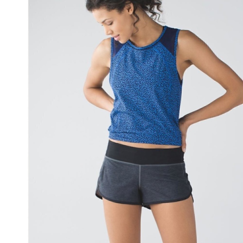 LULULEMON speed short  Heatherd black/ lakeside blue
